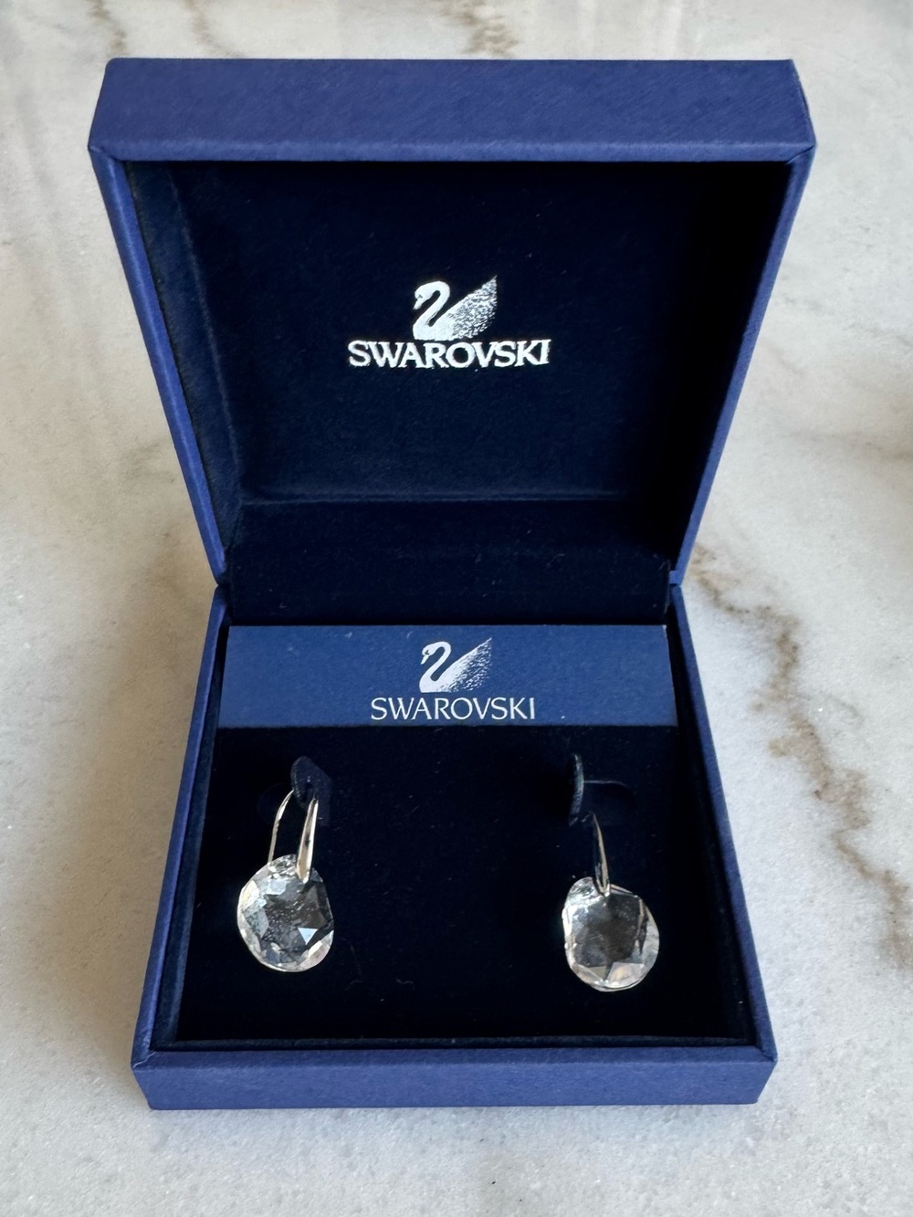 Swarovski Silver Hook Earrings with Clear Crystals